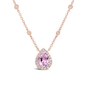 Collar de oro rosa con 1 Kunzita.