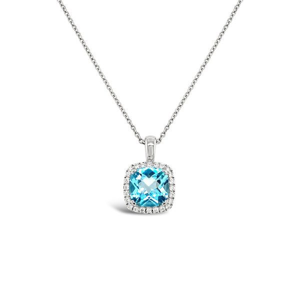 Collar de oro blanco con topacio.