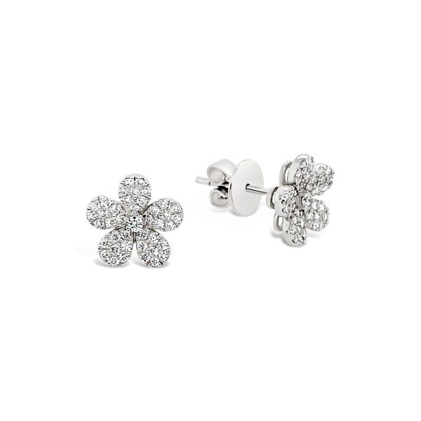 Aros flor con diamantes.