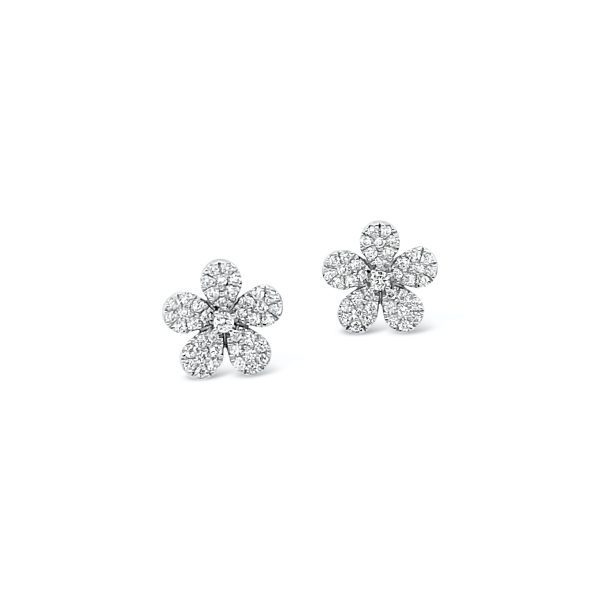 Aros flor con diamantes.