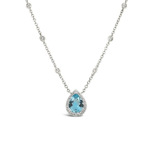 Collar de oro blanco con 1 Agua marina.