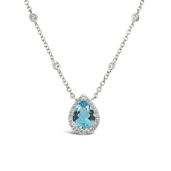 Collar de oro blanco con 1 Agua marina.