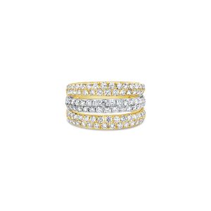Anillo de oro blanco y oro rosa 18k con 109 diamantes corte brillante