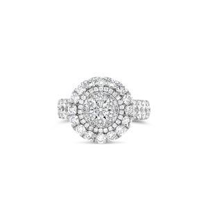 Anillo de oro blanco 18k con 75 diamantes corte brillante