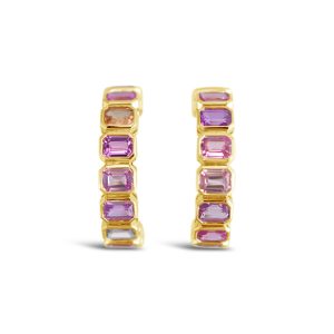 Aros de oro amarillo 18k con 20 zafiros de colores